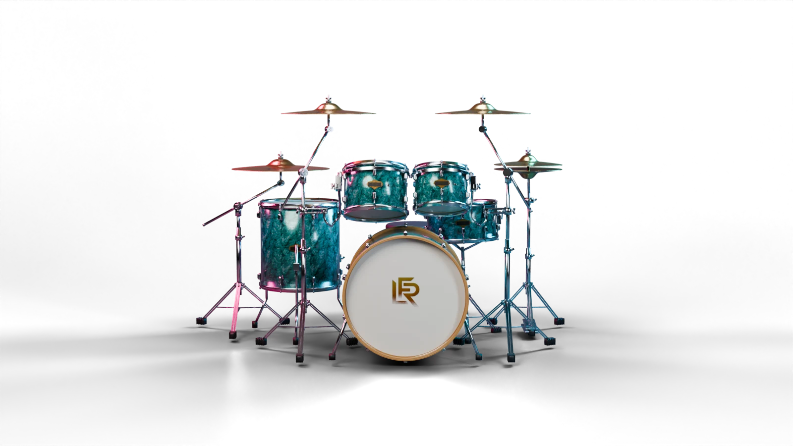 Schlagzeug in Turquoise Pearl, Frontansicht